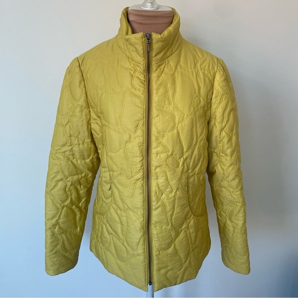 Flair Abstract Embossed Quilted Cotton Lagenlook Stand Collar Zip Front Jacket S - Picture 1 of 10